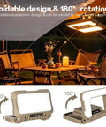 Crazy Bright USB C Rechargeable Camping Lantern With 1500 Lumens 5 Modes 3 Light Sources shown in a foldable design