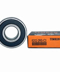 Two Pack 6202-2RSC3 Deep Groove Ball Bearings 15x35x11mm With Double Rubber Seals, prelubricated chrome steel with orange box