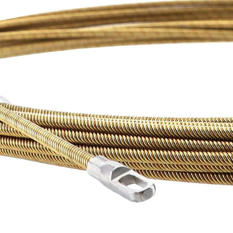 Heavy Duty Universal Fish Tape Wire Threader Tool With Flexible Spring, steel coil detail for pulling cables through conduits.