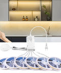 12V Modular COB LED Cabinet Light Strips with Touch Dimmer, 6 x 3.3ft, installed in kitchen cabinets, warm glow lighting