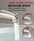 Tub Shower Faucet Set With Valve, high pressure all metal rain shower system with open and close views of spout.