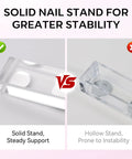 Comparison of a solid and hollow Nail Art Display Stand For Practice And DIY Nails, Magnetic Pro Grade Nail Holder With Double Sided Tape.