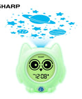 Ready to Wake Owl Sleep Trainer for Kids Color Changing Clock Ceiling Projection Nightlight with space-themed display