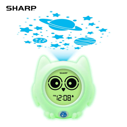 Ready to Wake Owl Sleep Trainer for Kids Color Changing Clock Ceiling Projection Nightlight with space-themed display