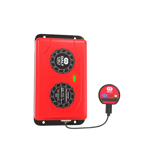 Smart Active Balancer For 6S 1A Li Ion And LiFePO4 Packs in red with Bluetooth module for battery voltage balancing.