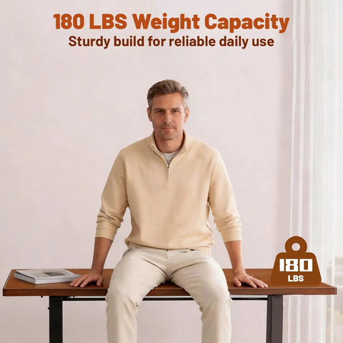 Forty Seven Inch Manual Standing Desk Heavy Duty Casters With Integrated Fast Charging Hub Usb Power Port Sweet Mobile Workspace Setup That Totally Hits Different Vibe, sturdy design demonstrating 180 lbs weight capacity.