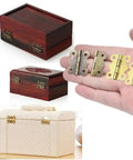 Butterfly Butt Hinge Set With Screws, Iron Door And Cabinet Hinges displayed with wooden and woven boxes
