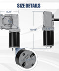 Size details of Heavy Duty 600W 60:1 Electric Tarp Motor For Dump Trucks Up To 28 Feet 12V DC With Chrome Housing Cover