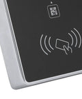 2D QR Access Control Card Reader And Barcode Scanner For Wiegand RS232 RS485 TTL with symbols on sleek black panel