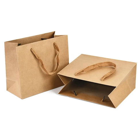 Kraft Paper Gift Bags Set Of 20 For Birthday Bashes And Weddings, Great For Guest Favors, Candy And Cookie Packaging, shown open and upright