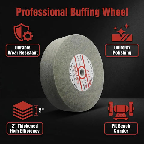 8 Inch Nylon Fiber Buffing Wheel Extra Thick 180 Grit Silicone Carbide Burnishing Wheel With Five Eighths Inch Arbor For Bench Grinder Durable Polishing Tool For Consistent High Quality Finishes