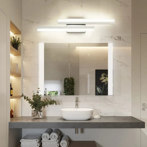 24 Inch Vanity Light Bar In Brushed Nickel Over Mirror LED Modern Bath Lighting Dimmable Fixture With Smooth 10 To 100 Percent Dimming