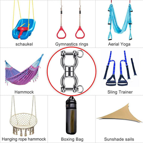 Beefy Bearing Swing Swivel For Rigging And Hanging 360 Degree Rotation Accessory Heavy Duty Industrial Gear For Static And Dynamic Ropes Upgraded Hanging Solution, stainless steel swivel connector