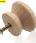 Unfinished Wood Cabinet Knob Set 20 Mushroom Drawer Pulls With Screws 1.3 Inch Diameter 1 Inch Height Solid Wood Dresser Knobs In Brown White Log Varnish Black And Unfinished, unfinished mushroom knob with screw