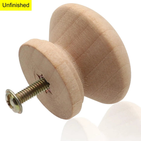Unfinished Wood Cabinet Knob Set 20 Mushroom Drawer Pulls With Screws 1.3 Inch Diameter 1 Inch Height Solid Wood Dresser Knobs In Brown White Log Varnish Black And Unfinished, unfinished mushroom knob with screw