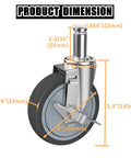 Detailed view of 4-Inch Caster Replacement Wheels Set Of 4 For Wire Shelving Racks And Scaffolding With Brake Heavy Duty Compatibility, with measurements.