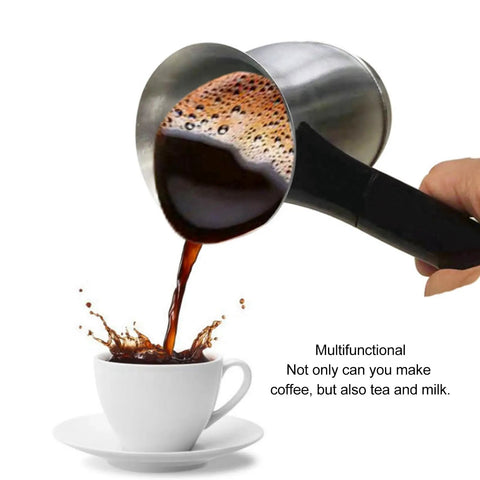 Electric Turkish Coffee Maker With Stainless Steel Build 600ml Capacity For 5 To 6 Cups Cook Sense Technology pouring coffee