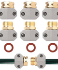 Quick Garden Hose Repair Kit With 3 Aluminum Connectors And Zinc Clamps Fixes Leaks On 3/4 Inch And 5/8 Hoses Perfect For Outdoor Faucets and Yard Care Essentials, 6-piece set