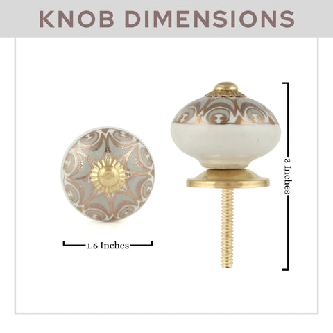 Decorative Colorful Ceramic Drawer Knobs Pack of 10 for Cabinets and Dressers showing knob dimensions of 1.6 by 3 inches