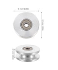 Beefy Aluminum U Groove Pulley Wheel With Double Bearing Silent Roller For Home Gym And Cable Pulley System High Efficiency Smooth Quiet Operation Fitness Equipment Accessory For Strength Training, 5.1cm size