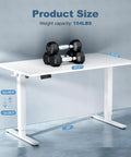 40 Inch Electric Standing Desk With Memory Presets, sit-to-stand height adjustable table, white, weight capacity 154 lbs