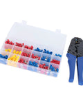 Top Shelf 300 Piece Insulated Wire Connector Kit With Heavy Duty Crimp Pliers For Cars And Boats Plus Mixed Terminals Flame Proof Tin Plated Contacts For Super Safe Electric Connections In Any Garage Setup, case and crimp tool