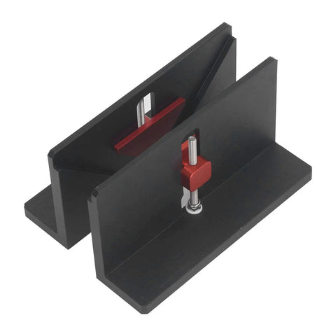 Pro Grade Aluminum Alloy Right Angle Dovetail Spline Clamp With Adaptive Clamping for woodworking, black and red, pack of two