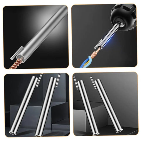 Straight Shooter 2 Piece Electrician Wire Twisting Tools Automatic Wire Stripper For Power Drill showing carbide steel wire connectors.