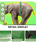 Heavy Duty PET Strapping For Packaging And Bundling High Tensile Green Polyester Strapping Rolls Your Go To Cargo Tie Down For Warehousing And Transport 1200m Reel Tough And Secure with strength demonstration using an elephant graphic.