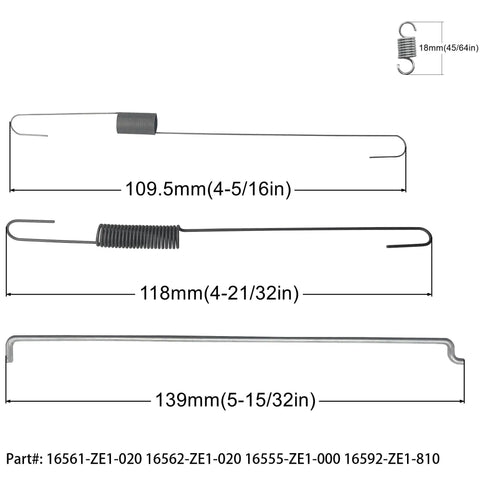 Extension Spring Kit For GX Engines GX160 GX200 GX270 GX390 Governor Throttle Return Linkage Set 17 Pcs detail with measurements
