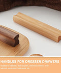 Slick Beech Wood Cabinet Pulls Set Of 4 With 96mm Hole Spacing Drawer Handles For Wardrobe Doors Lacquer Finish, displayed on wood board.