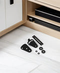Heavy Duty Precision Mounting Black And Carbon Steel Barn Door Handle Sliding Door Pull With Thickened Base Rock Solid Retro Hardware components on floor