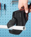 Ratcheting Tube Cutter For PVC Tubing Beastly Heavy Duty Aluminum Pipe Shear being used on white plastic pipe