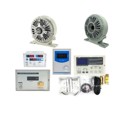 Magnetic Powder Brake With Base And Hollow Shaft Controller For Textile Machinery 6 12 25 50 100 Nm Torque 0.6 To 10 Kg Load DC24V 1000 RPM