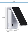 Side view of the Solar Powered Pond Aerator Pump Kit with Dual Charging Options, showing dimensions 13x8x5 cm.