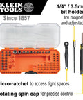 64 Piece Micro Ratchet Bit Set With Low Profile Magnetic Driver And Modular Case includes precision bits and holders