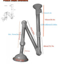 Top Shelf Ceiling Mounted Lab Exhaust Fume Extractor Arms With No Fuss 360 Degree Swivel Joints, showcasing dimensions and sturdy build.