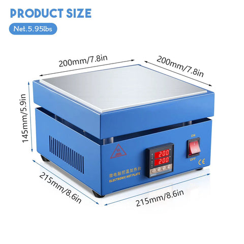 Pro Grade 110V 850W Soldering Hot Plate Station With LED Display And Microcomputer Control, 200x200mm blue aluminum heater