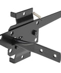 Beefy Self Locking Gate Latch For Wood And PVC Fences, Heavy Duty Post Mount With Gravity Release, black metal latch with screws