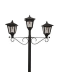 Outdoor Solar Lamp Post With Triple Head LED Lanterns And Planter Base Black Sun Powered Light For Yard And Garden Decor