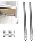 68 Inch Full Extension Drawer Slides Set 1 Pair Side Mount Cabinet Glides with screws and open wood drawer view
