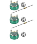 Pro Level Gravity Feed Hvlp Paint Spray Gun nozzles with 1.4, 1.7, and 2.0mm tips for precise paint application.