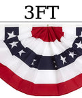 1.5x3 Ft Memorial Day And 4th Of July Patriotic Bunting Flags Outdoor Half Fan Banner, pleated USA flag, fade-resistant.