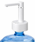 2-In-1 Desktop And Bottle Top Electric Water Dispenser Pump, One-Touch Easy Pour, White on blue bottle, forward-spout design