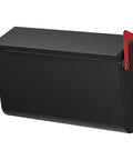 Heavy Duty Wall Mount Mailbox With Flag For Outdoor Use, Galvanized Steel Weatherproof Rustproof Post Box For Home, Black