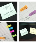 All In One Sticky Notes Set With Dual Scale Ruler Inches And Centimeters, colored sticky notes and index tabs used on desk items