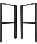 Heavy Duty 6cm Square Tube Metal Table Legs, 28 Inch High, DIY Furniture Ready Iron Desk Legs For Dining Tables, Coffee Tables, Computer Desks, Workbenches, And Meeting Rooms, Matte Black Powder Coat displayed in a pair.