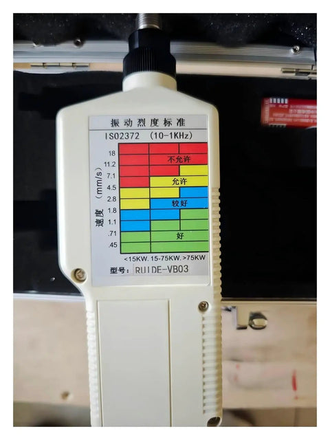 VB03 Vibration And Noise Monitoring Device With 2GB RAM And 1mm Copper Thickness A Tough Pro Grade Vibration Meter Gadget For Industrial Machines And DIY Labs For Quick Diagnostics. front view in white housing