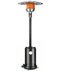 Heavy Duty 50000 BTU Outdoor Propane Patio Heater On Wheels With Easy Push Button Ignition And Safety Shut Off Durable Powder Coated Steel
