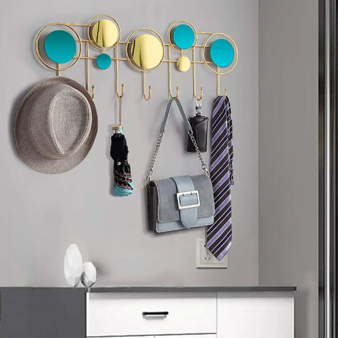 Heavy Duty Wall Mounted Coat Rack With Seven Rustproof Iron Hooks Modern Light Luxury Hardware Entryway And Bathroom Storage Solution That Handles The Daily Grind In Style, featuring hats and bags.